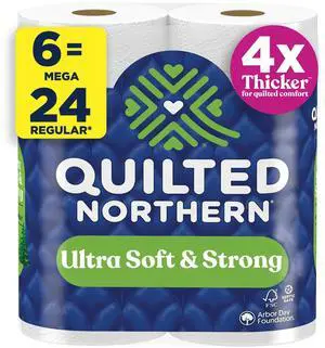 Quilted Northern Ultra Soft Toilet Paper, 6 Mega Rolls (24 Regular Rolls Equivalent) Quilted Northern Ultra Soft Toilet Paper, 6 Mega Rolls (24 Regular Rolls Equivalent)