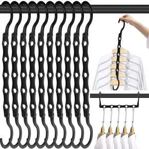 10-Pack Space Saving Hangers for Clothes, Closet Organizer & Storage, Black 10-Pack Space Saving Hangers for Clothes, Closet Organizer & Storage, Black