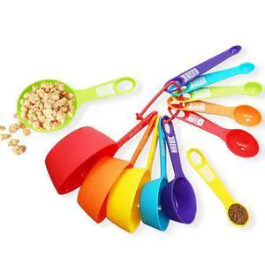 12 Piece Measuring Cups and Spoons Set, Durable Nesting, Colored Kitchen Measuring Tools, Dishwasher Safe for Dry and Liquid 12 Piece Measuring Cups and Spoons Set, Durable Nesting, Colored Kitchen Measuring Tools, Dishwasher Safe for Dry and Liquid