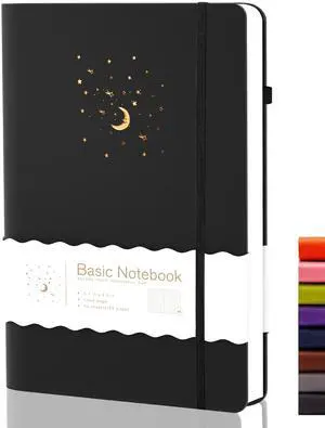 CAGIE A5 Lined Dream Journal Notebook Diary for Women Men, Black CAGIE A5 Lined Dream Journal Notebook Diary for Women Men, Black