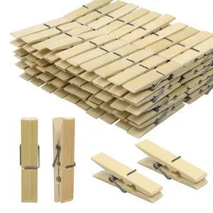 Natural Bamboo Clothespins 20-Pack, 2.4 Inch Heavy Duty Rust Resistant Wooden Clothes Pins with Spring for Laundry, Crafts, Kitchen & Home Organization Natural Bamboo Clothespins 20-Pack, 2.4 Inch Heavy Duty Rust Resistant Wooden Clothes Pins with Spring for Laundry, Crafts, Kitchen & Home Organization