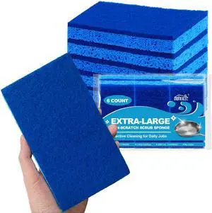 HOMEXCEL Extra Large Non-Scratch Sponges 6PK for Kitchen Cleaning HOMEXCEL Extra Large Non-Scratch Sponges 6PK for Kitchen Cleaning