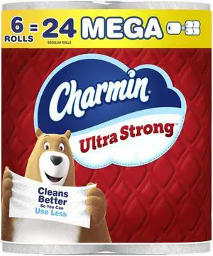 Charmin Ultra Strong Toilet Paper, 6 Mega (24 Regular Rolls), 2-Ply, White Charmin Ultra Strong Toilet Paper, 6 Mega (24 Regular Rolls), 2-Ply, White