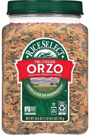 RiceSelect Tri-Color Orzo Rice-Shaped Pasta, Spinach & Tomato Flavored RiceSelect Tri-Color Orzo Rice-Shaped Pasta, Spinach & Tomato Flavored