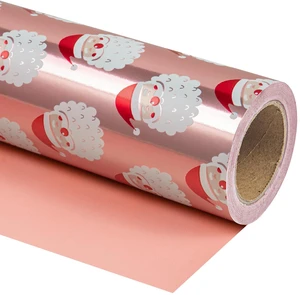 WRAPAHOLIC Reversible Christmas Wrapping Paper Mini Roll, 17Inch x 33Feet, Santa Claus and Solid Rose Gold Design with Metallic Foil Shine for Holiday, Party WRAPAHOLIC Reversible Christmas Wrapping Paper Mini Roll, 17Inch x 33Feet, Santa Claus and Solid Rose Gold Design with Metallic Foil Shine for Holiday, Party