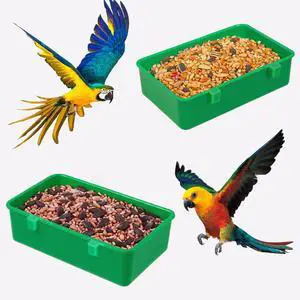 2 Pack Hanging Plastic Food and Water Bowls, Parakeet Cage Accessories, Small Animal Dish Food Container for Parrot, Finches, Lovebirds (Green) 2 Pack Hanging Plastic Food and Water Bowls, Parakeet Cage Accessories, Small Animal Dish Food Container for Parrot, Finches, Lovebirds (Green)
