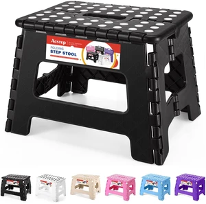 ACSTEP Folding Step Stool 9 Inch, Non-Slip Foldable Stool for Kids, Black ACSTEP Folding Step Stool 9 Inch, Non-Slip Foldable Stool for Kids, Black