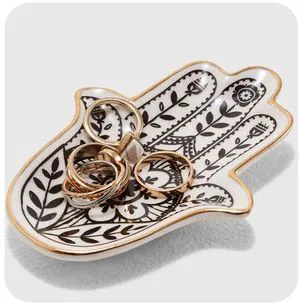 Ceramic Hamsa Evil Eye Hand of Fatima Jewelry Trinket Ring Dish Small Boho Home Decorative Tray Bowl Gift Mom Birthday Ceramic Hamsa Evil Eye Hand of Fatima Jewelry Trinket Ring Dish Small Boho Home Decorative Tray Bowl Gift Mom Birthday