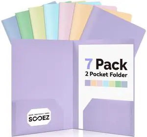 Sooez 7-Pack Pastel Colors Heavy Duty Pocket Folders Sooez 7-Pack Pastel Colors Heavy Duty Pocket Folders