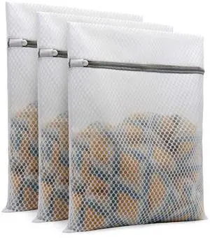 Muchfun 3-Pack Durable Honeycomb Mesh Laundry Bags for Delicates, 12x16 Inches Muchfun 3-Pack Durable Honeycomb Mesh Laundry Bags for Delicates, 12x16 Inches