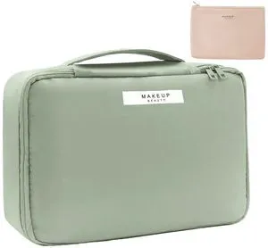 Queboom Travel Makeup Cosmetic Toiletry Bag for Women and Men, Green Queboom Travel Makeup Cosmetic Toiletry Bag for Women and Men, Green