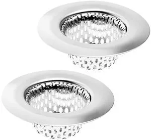 Hilltop Products 2 Pack Stainless Steel Sink Strainer Hair Catcher, 2.25" Top / 1" Basket, for Bathroom Utility Slop Laundry RV and Lavatory Hilltop Products 2 Pack Stainless Steel Sink Strainer Hair Catcher, 2.25" Top / 1" Basket, for Bathroom Utility Slop Laundry RV and Lavatory