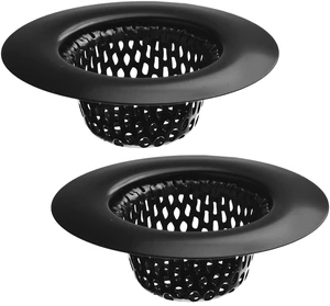 2 Pack Black Sink Strainer 2.25" Top 1" Basket Hair Catcher for Bathroom Utility Slop Laundry RV Lavatory, Stainless Steel with Black Electroplated Coating 2 Pack Black Sink Strainer 2.25" Top 1" Basket Hair Catcher for Bathroom Utility Slop Laundry RV Lavatory, Stainless Steel with Black Electroplated Coating
