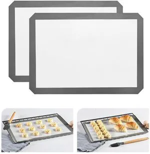 KitchenRaku Silicone Baking Mat & Toaster Pad, 16.5"x11.6", Non-Stick, Reusable, BPA Free, Set of 2, for Cookies, Macarons, Bread & Pastry KitchenRaku Silicone Baking Mat & Toaster Pad, 16.5"x11.6", Non-Stick, Reusable, BPA Free, Set of 2, for Cookies, Macarons, Bread & Pastry