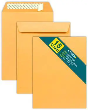9x12 Open End Brown Kraft Self Sealing Envelopes, 15 Pack, 28lb Heavyweight Paper, Peel and Seal Closure for Catalogs, Presentations, Oversized Documents 9x12 Open End Brown Kraft Self Sealing Envelopes, 15 Pack, 28lb Heavyweight Paper, Peel and Seal Closure for Catalogs, Presentations, Oversized Documents