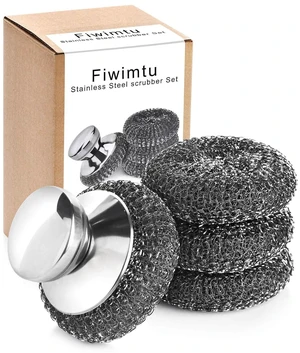 4PCS Stainless Steel Wool Scrubber Pads Set for Cleaning Cast Iron, Pots, Pans, Grills, Stoves, Sink, Kitchen 4PCS Stainless Steel Wool Scrubber Pads Set for Cleaning Cast Iron, Pots, Pans, Grills, Stoves, Sink, Kitchen