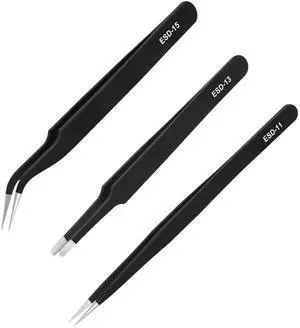 ESD Anti-Static Precision Tweezers Set 3PCS for Craft ESD Anti-Static Precision Tweezers Set 3PCS for Craft