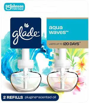 Glade PlugIns Refills Air Freshener, Aqua Waves, Scented and Essential Oils, 1.34 Fl Oz, 2 Count Glade PlugIns Refills Air Freshener, Aqua Waves, Scented and Essential Oils, 1.34 Fl Oz, 2 Count