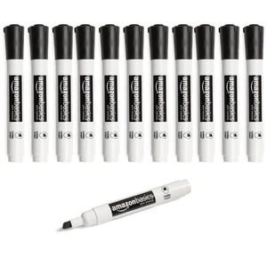 Amazon Basics Lowe-Odor Dry Erase Whiteboard Markers, Chisel Tip, Quick-Dry, Black, 12-Pack Amazon Basics Lowe-Odor Dry Erase Whiteboard Markers, Chisel Tip, Quick-Dry, Black, 12-Pack