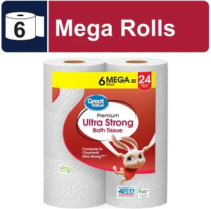 Great Value Ultra Strong 2-Ply Toilet Paper, 6 Mega Rolls Great Value Ultra Strong 2-Ply Toilet Paper, 6 Mega Rolls