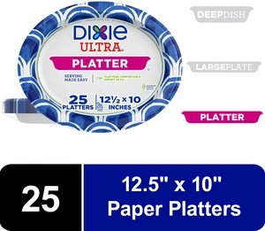Dixie Ultra Platter Disposable Paper Plates, 12.5"x10", Multi-Color, 25 Count Dixie Ultra Platter Disposable Paper Plates, 12.5"x10", Multi-Color, 25 Count