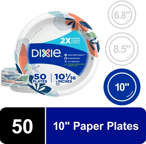 Dixie 10" Disposable Paper Plates, Multi-Color, 50 Count Dixie 10" Disposable Paper Plates, Multi-Color, 50 Count