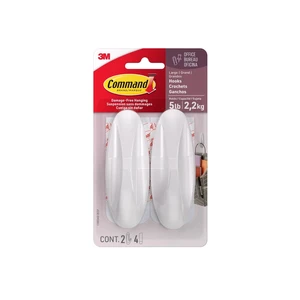 Command Designer Hooks, 2 Hooks, 4 Strips, Holds 5Lbs, Large, White Command Designer Hooks, 2 Hooks, 4 Strips, Holds 5Lbs, Large, White