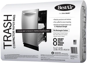 BestAir Heavy Duty Paper Trash Compactor Bags, Pre-Cuffed, 8 Count BestAir Heavy Duty Paper Trash Compactor Bags, Pre-Cuffed, 8 Count