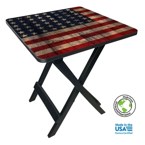 Ozark Trail 19-Inch Plastic Folding Outdoor Camp Side Table, Flag Print Ozark Trail 19-Inch Plastic Folding Outdoor Camp Side Table, Flag Print