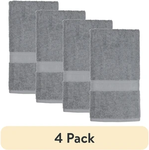Mainstays Basic Hand Towel 4-Pack, Soft 100% Cotton, Highly Absorbent, Grey Mainstays Basic Hand Towel 4-Pack, Soft 100% Cotton, Highly Absorbent, Grey