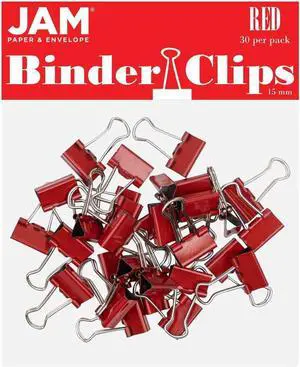 JAM PAPER Colorful Binder Clips - Extra Small - 3/5 Inch (15 mm) - Red Binderclips - 30/Pack JAM PAPER Colorful Binder Clips - Extra Small - 3/5 Inch (15 mm) - Red Binderclips - 30/Pack