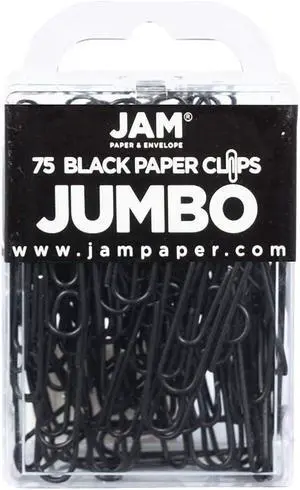 JAM PAPER Colorful Jumbo Paper Clips - Large 2 Inch - Black Paperclips - 75/Pack JAM PAPER Colorful Jumbo Paper Clips - Large 2 Inch - Black Paperclips - 75/Pack