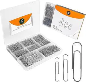 500 Pack Paper Clips by Luxurecourt 3 Assorted Sizes Silver Small & Large | Bulk pack, Rust Resistant, Nickel Plated Steel Clips, Ideal Supply for Organizing at School, Home or Office. 500 Pack Paper Clips by Luxurecourt 3 Assorted Sizes Silver Small & Large | Bulk pack, Rust Resistant, Nickel Plated Steel Clips, Ideal Supply for Organizing at School, Home or Office.