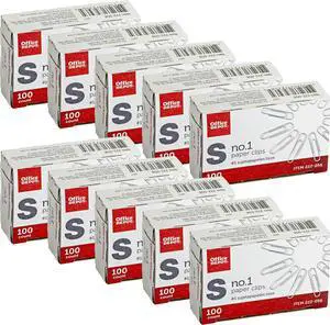 Office Depot® Brand Paper Clips, No. 1 Regular, Silver, 100 Clips Per Box, Pack of 10 Boxes Office Depot® Brand Paper Clips, No. 1 Regular, Silver, 100 Clips Per Box, Pack of 10 Boxes