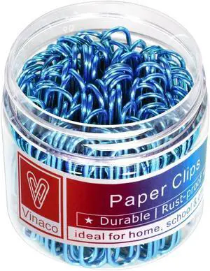 Vinaco Blue Large Paper Clips, 100 Pack 2", Office School Supplies | Vinyl Coated Metal paperclips, Smooth Burr-Free Surface for Document Organizing, DIY & Daily Home Use Vinaco Blue Large Paper Clips, 100 Pack 2", Office School Supplies | Vinyl Coated Metal paperclips, Smooth Burr-Free Surface for Document Organizing, DIY & Daily Home Use