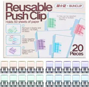 Push Paper & Binder Clips, 20 Pack 50 Sheet Heavy Duty No Damage | Reusable medium clamps with mark-free design. Ideal for office, school, home organization and daily paperwork sorting. Push Paper & Binder Clips, 20 Pack 50 Sheet Heavy Duty No Damage | Reusable medium clamps with mark-free design. Ideal for office, school, home organization and daily paperwork sorting.