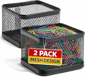 1InTheOffice Mesh Paperclip Holder For desk, Paperclip Holder Desk Accessories Holder(2 Pack) 1InTheOffice Mesh Paperclip Holder For desk, Paperclip Holder Desk Accessories Holder(2 Pack)