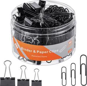 NEEWAY 300pcs Paper and Binder Clips Assorted Sizes, Black NEEWAY 300pcs Paper and Binder Clips Assorted Sizes, Black
