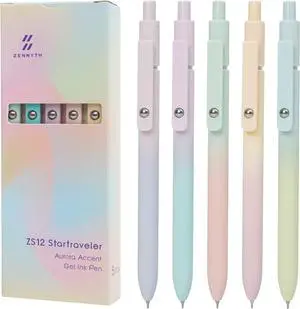Gel Pens, 5 Pcs 0.7mm Quick Dry Black Ink Pens Fine Point Smooth Writing, Cute Office School Supplies Gifts for Women (Gradient) Gel Pens, 5 Pcs 0.7mm Quick Dry Black Ink Pens Fine Point Smooth Writing, Cute Office School Supplies Gifts for Women (Gradient)