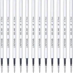 LINFANC Black Gel Pens Refills 12Pcs 0.7mm Medium Point Gel Ink Pen Refills | Smooth Writing Retractable Quick Dry Ink Pens Refill for Journaling Writing School Office Supplies (12 Black 0.7mm) LINFANC Black Gel Pens Refills 12Pcs 0.7mm Medium Point Gel Ink Pen Refills | Smooth Writing Retractable Quick Dry Ink Pens Refill for Journaling Writing School Office Supplies (12 Black 0.7mm)