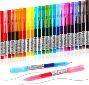 USUAL 24 Colored Liquid Ink Rollerball Pens, 0.5mm Fine Point | Smooth Writing,Quick-Drawing Pen for Journaling Back-to-School USUAL 24 Colored Liquid Ink Rollerball Pens, 0.5mm Fine Point | Smooth Writing,Quick-Drawing Pen for Journaling Back-to-School