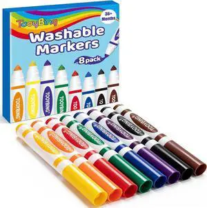 8 Count Washable Markers for Kids, Broad Line Markers with Conical Tip, Assorted Colors, Drawing Essentials for School Classroom, Student Teacher Must Have for Coloring Book, Art & Craft Supplies 8 Count Washable Markers for Kids, Broad Line Markers with Conical Tip, Assorted Colors, Drawing Essentials for School Classroom, Student Teacher Must Have for Coloring Book, Art & Craft Supplies