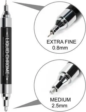 ZEYAR Liquid Chrome Marker Paint Marker, DIY Silver Marker Pen for most surfaces, High-gloss display effects, Dual tips: Extra Fine and Medium Point (0.7mm & 2mm Sized Tips) (1) ZEYAR Liquid Chrome Marker Paint Marker, DIY Silver Marker Pen for most surfaces, High-gloss display effects, Dual tips: Extra Fine and Medium Point (0.7mm & 2mm Sized Tips) (1)