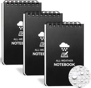 3 Pack Waterproof Notebook, 3 x 5 Pocket Notepad, All Weather Small Pocket | Notebook Paper, Mini Spiral Notepad Police Notepad 100 Lined Pages for Outdoor Office 3 Pack Waterproof Notebook, 3 x 5 Pocket Notepad, All Weather Small Pocket | Notebook Paper, Mini Spiral Notepad Police Notepad 100 Lined Pages for Outdoor Office