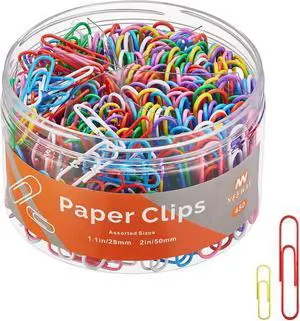 NEEWAY 450pcs Paper Clips Assorted Sizes, Small and Large Paper Clips (1.1 inch, 2 inch), Coated Paperclips for Office School Document Organizing (Multicolor) NEEWAY 450pcs Paper Clips Assorted Sizes, Small and Large Paper Clips (1.1 inch, 2 inch), Coated Paperclips for Office School Document Organizing (Multicolor)