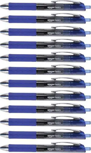 Amazon Basics Retractable Gel Pens, Fine Point 0.7mm, Smooth Writing, No-Smear Ink, Blue, 12-Pack Amazon Basics Retractable Gel Pens, Fine Point 0.7mm, Smooth Writing, No-Smear Ink, Blue, 12-Pack
