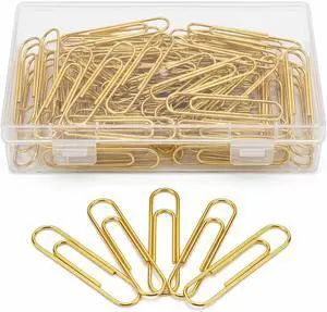80 Count Gold Paper Clips, 2 Inch Large Smooth Metal Office Clips | Rust-resistant gold metal clips with a smooth, snag-free finish. Ideal for office document organizing, wedding crafts & DIY 80 Count Gold Paper Clips, 2 Inch Large Smooth Metal Office Clips | Rust-resistant gold metal clips with a smooth, snag-free finish. Ideal for office document organizing, wedding crafts & DIY