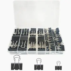 76 Pcs Black Binder Clips Paper Clamps Set Assorted Sizes Large Medium Small for Office School and Home 76 Pcs Black Binder Clips Paper Clamps Set Assorted Sizes Large Medium Small for Office School and Home