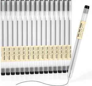 Shuttle Art Gel Ink Ball Point Pens, 15 Pack Black Japanese Style Pens, 0.38mm Extra-Fine Ballpoint Pens for Home, School and Office Shuttle Art Gel Ink Ball Point Pens, 15 Pack Black Japanese Style Pens, 0.38mm Extra-Fine Ballpoint Pens for Home, School and Office