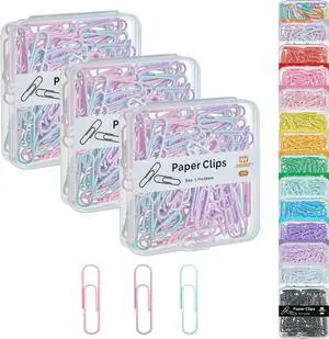 NEEWAY Small Paper Clips, 1.1 Inch (28mm) Vinly Coated Colored Paperclips, 300 Count, 3 Pack of 100 (Light Mulicolor) NEEWAY Small Paper Clips, 1.1 Inch (28mm) Vinly Coated Colored Paperclips, 300 Count, 3 Pack of 100 (Light Mulicolor)